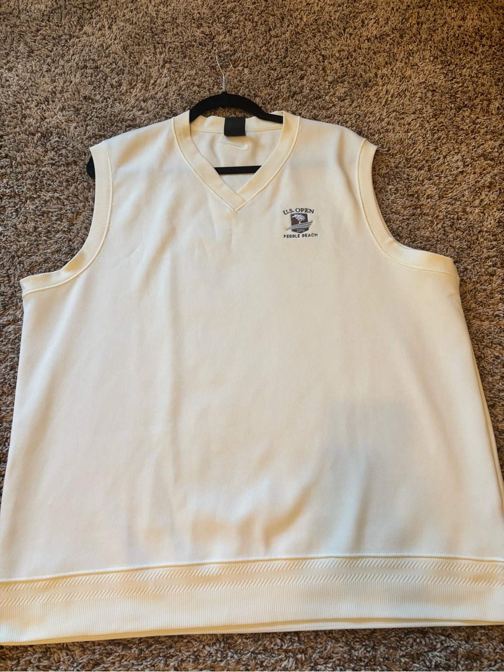 Nike U.S. Open Pebble Beach White V-Neck Golf Sweater Vest